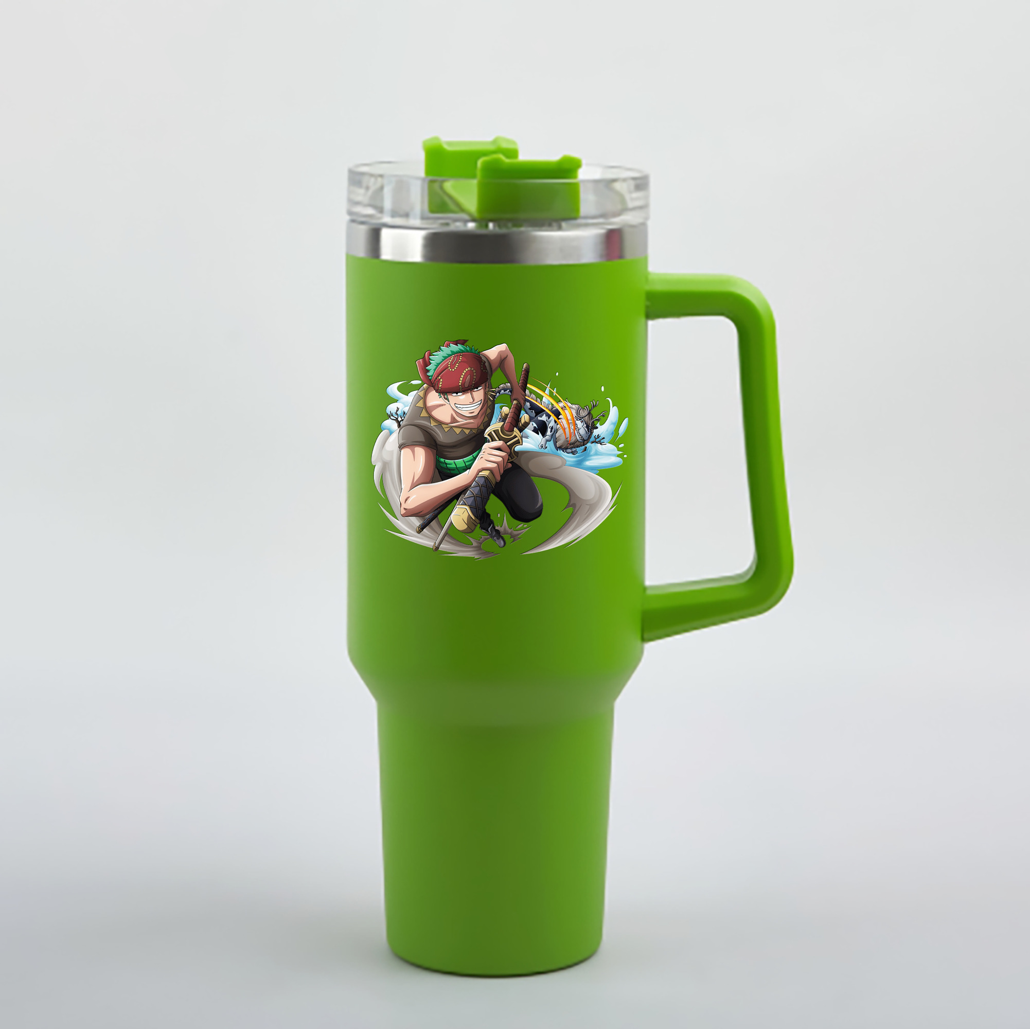 ワンピース ロロノア・ゾロ ONE PIECE Roronoa Zoro 1200mL車用タンブラー - クリスタルステッカー（プラスチックストロー付き）